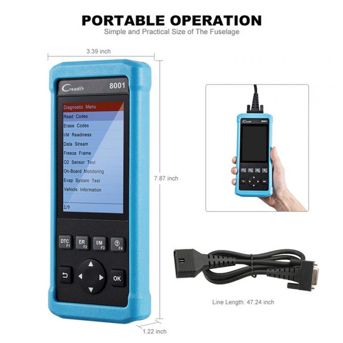 발사 DIY 부호 독자 CReader 8001 기름 EPB 리셋 기능 크롬 8001를 가진 가득 차있는 OBD 진단 기구 지원 아BS SRS 체계