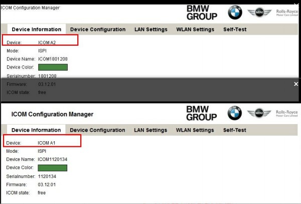 BMW ICOM A2 비교