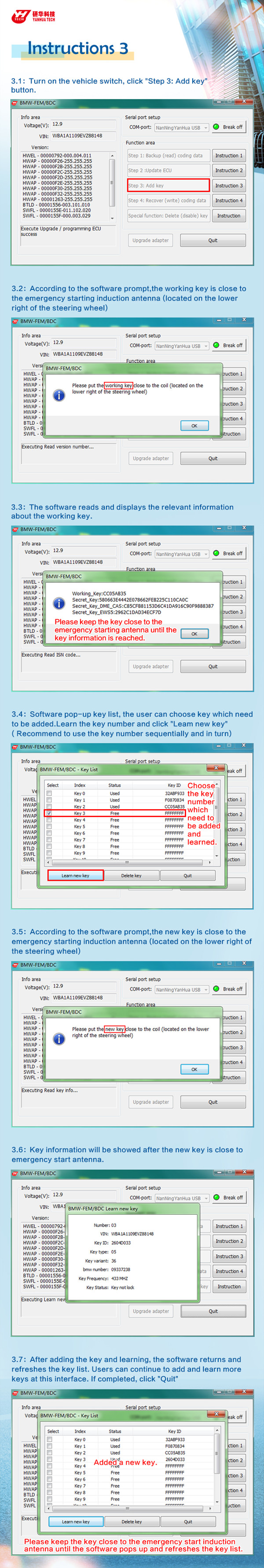 BMW FEM 열쇠 프로그래머 사용자 지시 3